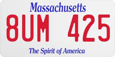 MA license plate 8UM425