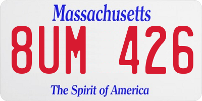 MA license plate 8UM426