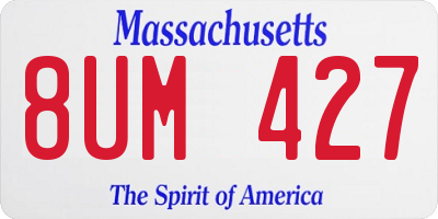 MA license plate 8UM427