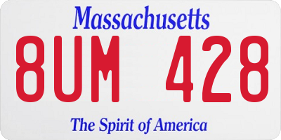 MA license plate 8UM428