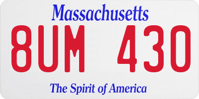MA license plate 8UM430