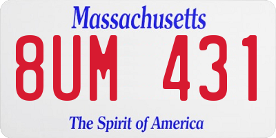 MA license plate 8UM431