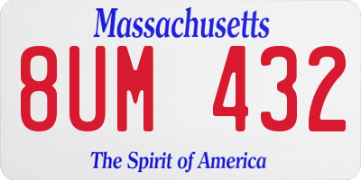 MA license plate 8UM432