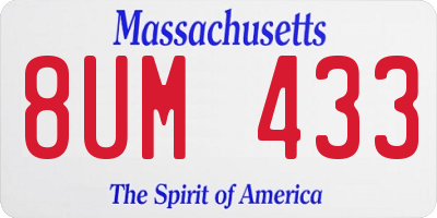 MA license plate 8UM433