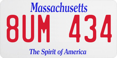 MA license plate 8UM434