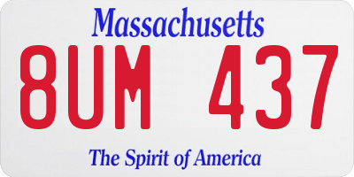 MA license plate 8UM437