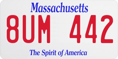 MA license plate 8UM442