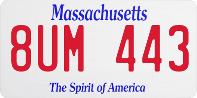 MA license plate 8UM443
