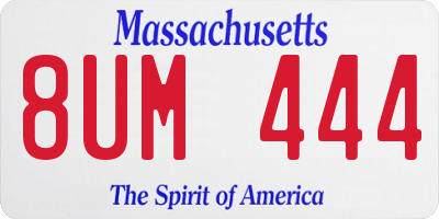 MA license plate 8UM444