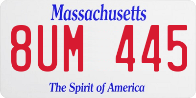 MA license plate 8UM445