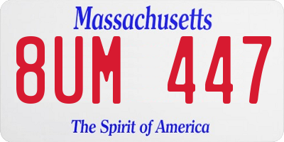 MA license plate 8UM447