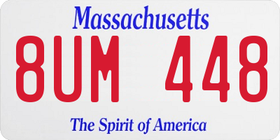 MA license plate 8UM448