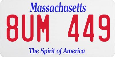 MA license plate 8UM449