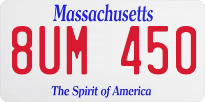 MA license plate 8UM450