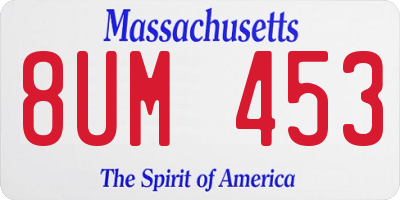 MA license plate 8UM453
