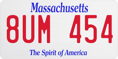 MA license plate 8UM454