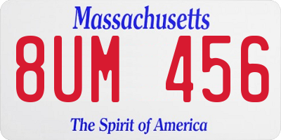 MA license plate 8UM456
