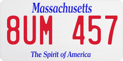 MA license plate 8UM457