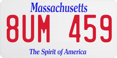 MA license plate 8UM459