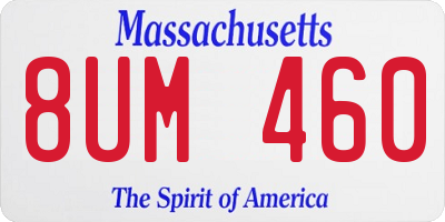 MA license plate 8UM460
