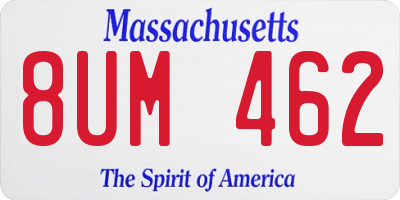 MA license plate 8UM462