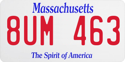 MA license plate 8UM463