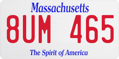 MA license plate 8UM465