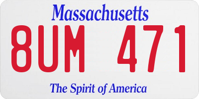 MA license plate 8UM471