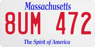 MA license plate 8UM472