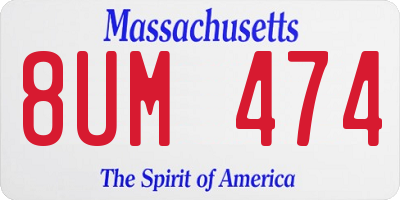 MA license plate 8UM474