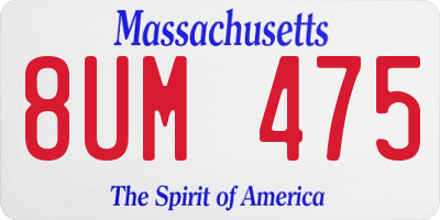 MA license plate 8UM475
