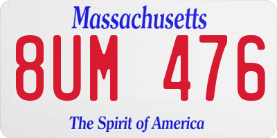 MA license plate 8UM476