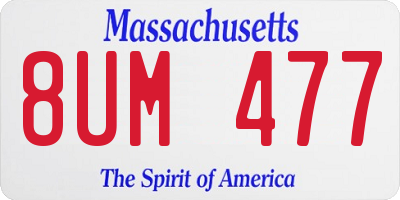 MA license plate 8UM477