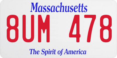 MA license plate 8UM478