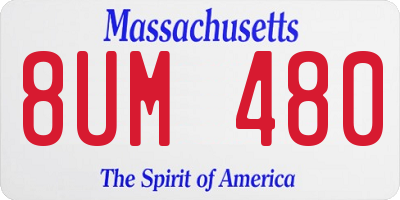 MA license plate 8UM480