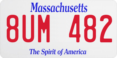 MA license plate 8UM482