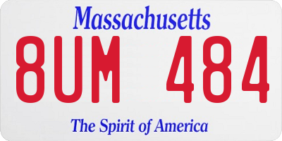 MA license plate 8UM484