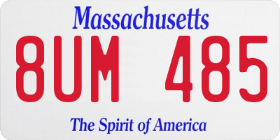 MA license plate 8UM485