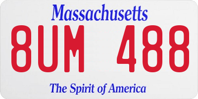 MA license plate 8UM488