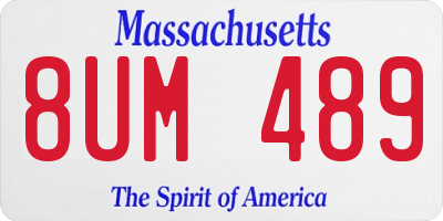 MA license plate 8UM489