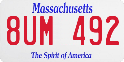 MA license plate 8UM492