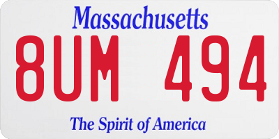 MA license plate 8UM494
