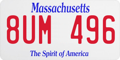 MA license plate 8UM496