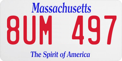 MA license plate 8UM497
