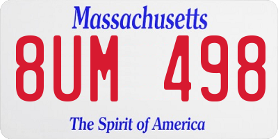 MA license plate 8UM498