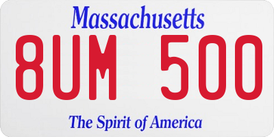 MA license plate 8UM500