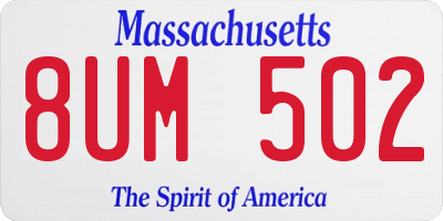 MA license plate 8UM502