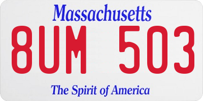MA license plate 8UM503