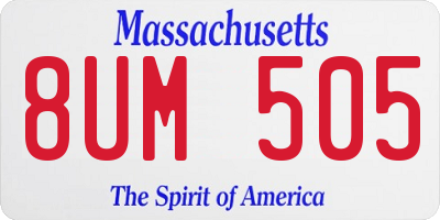 MA license plate 8UM505