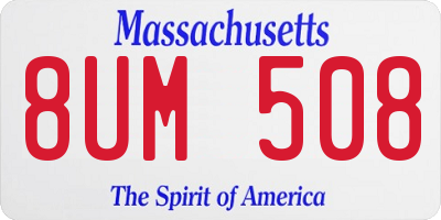 MA license plate 8UM508